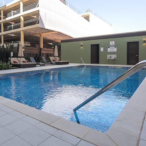 Enjoy cooling off in the communal pool