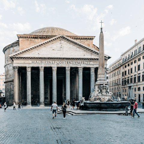 Stroll down to the Roman Pantheon, one of the city's most spectacular sites