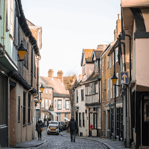 Hop in the car for a day trip to the city of Norwich, forty-five miles away