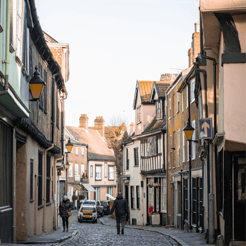 Hop in the car for a day trip to the city of Norwich, forty-five miles away