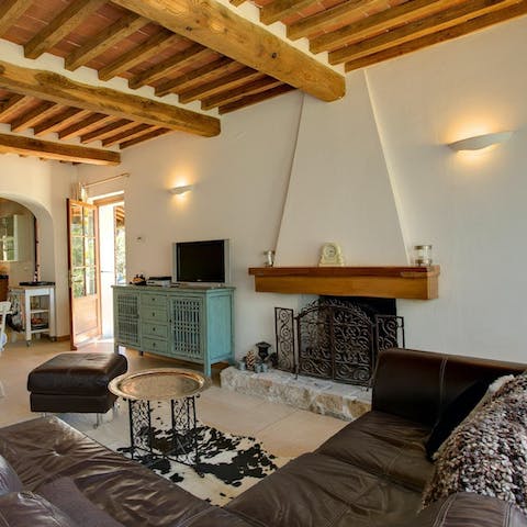 Stay snug with underfloor heating and a roaring fireplace