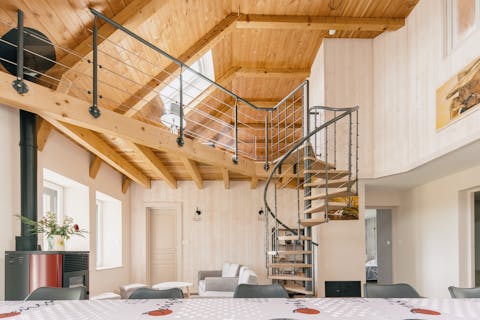 Climb your stunning spiral staircase to the sociable space of your mezzanine