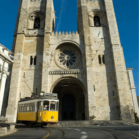 Visit Lisbon's 12th-century cathedral, a five-minute walk away