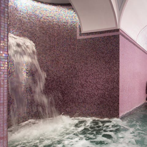 Head to the private spa for a soak in the hydromassage pool