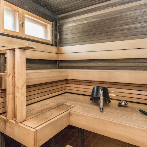 Sweat out all your stresses in the private sauna 