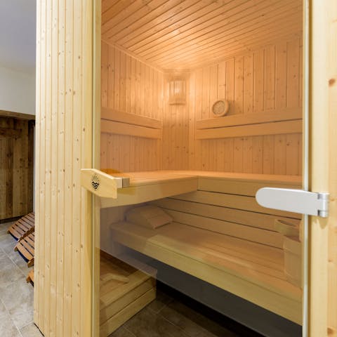 Soothe tired muscles with a pamper session in the sauna