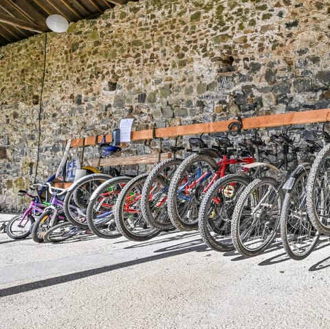 Help yourselves to bikes of all sizes and ride out as a family