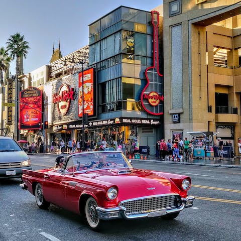 Explore Hollywood's iconic sights – the Hollywood Walk of Fame is less than fifteen minutes away by car