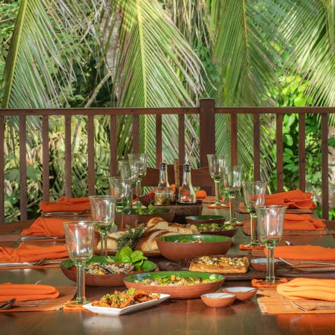 Gather outside and savour an alfresco feast prepared for you by the private chef 