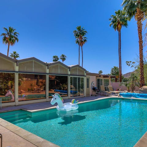 Swim and play in the private pool under desert skies