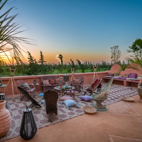 Enjoy incredible sunset views from the rooftop terrace