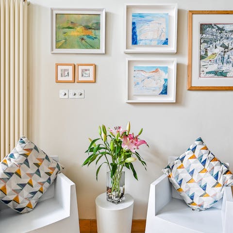 Admire the home's art collection
