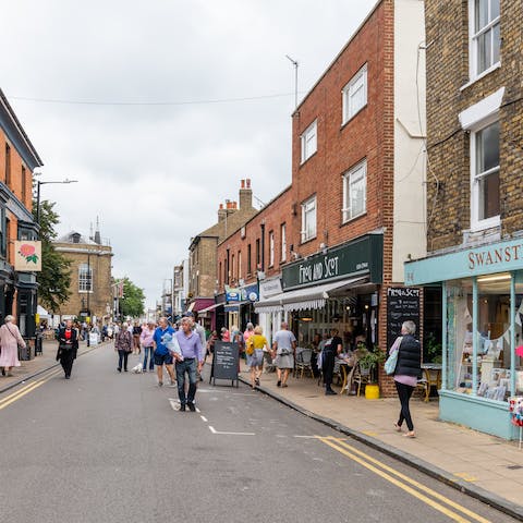 Explore Deal's eclectic mix of old and new shops along its High Street, an eight-minute stroll away