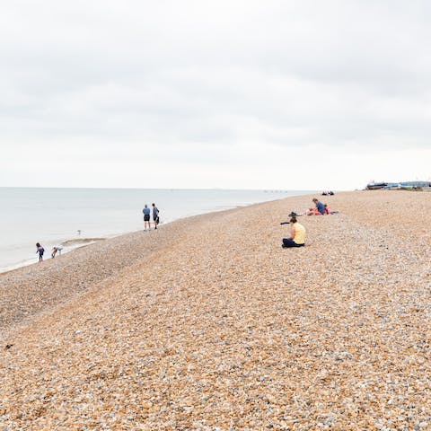 Spend sunny afternoons on Deal's pebble seafront, a four-minute walk away