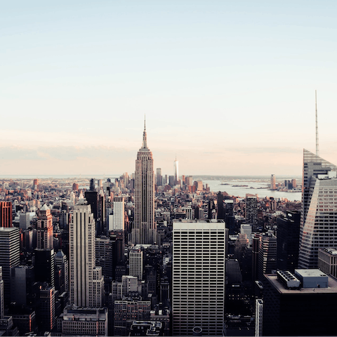 Take in skyline views at the Top of the Rock – a thirteen-minute walk away