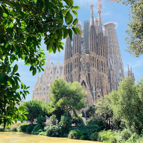 Visit the iconic Sagrada Familia – it's a good walk with many sights along the way