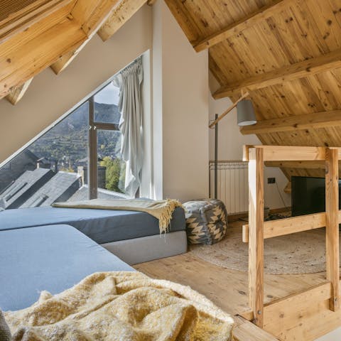 Make your way upstairs to enjoy the views or cosy movie nights