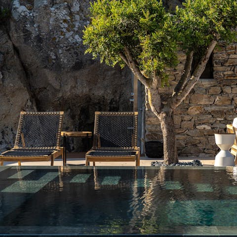 Cool off from the Greek sunshine with a dunk in the private pool 