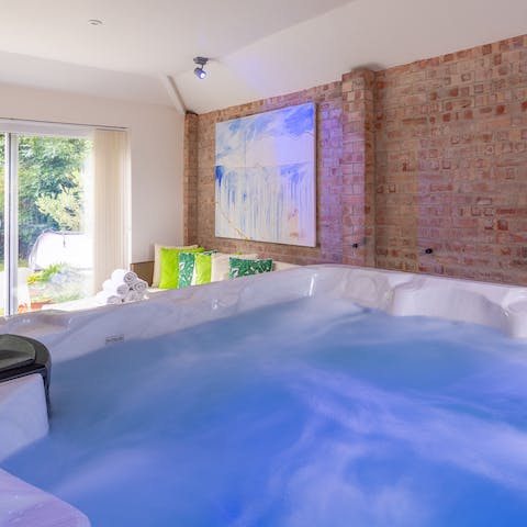 Relax in your private spa with its own luxury hot tub and steam shower
