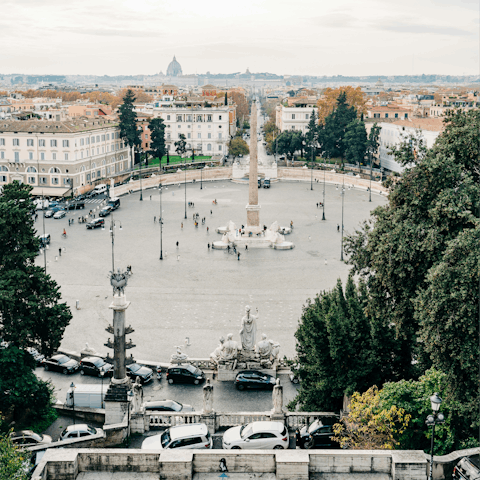 Ride the tram to Piazza del Popolo in the heart of Rome