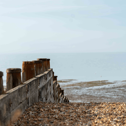 Step outside and straight onto the shingle of Dungeness beach