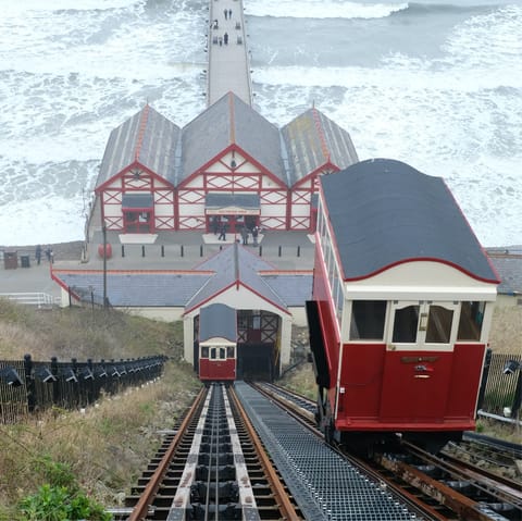 Head down to Saltburn Beach and ride the retro cliff lift down to the sea