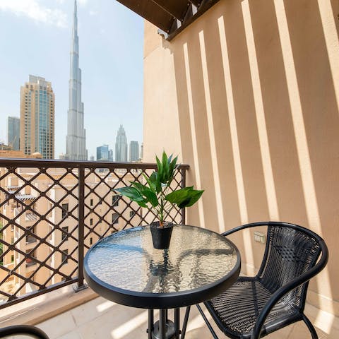 Enjoy a glass of jellab on the private balcony, admiring the views