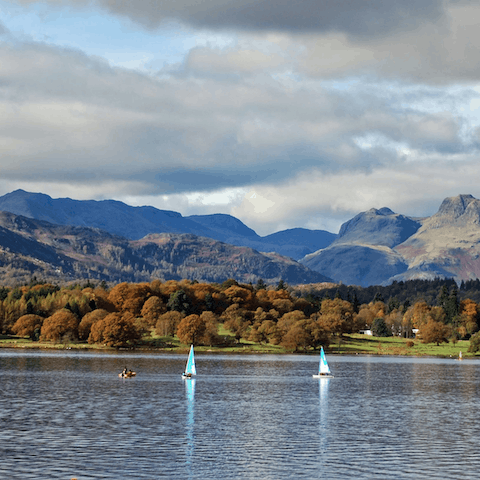 Hire a canoe or kayak from your nearest rental spot on Lake Windermere, 1.5 miles away
