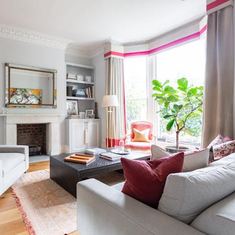 Unwind in the bright, characterful living area