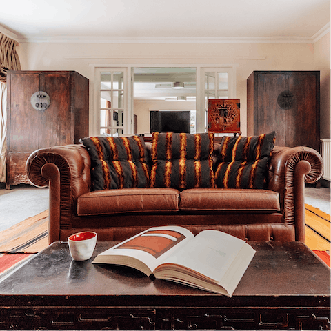 Sink into the comfy leather sofas after an active day in the countryside