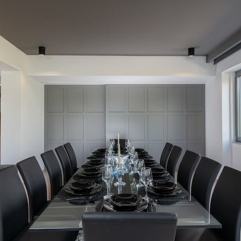 Enjoy meals at the formal dining table 