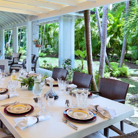 Enjoy lavish meals prepared by the private chef out on the terrace