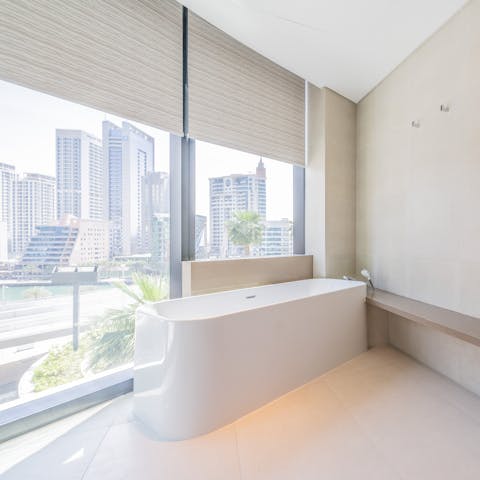 Sink into your bathtub and enjoy the panoramic views