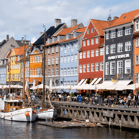 Drink by the Nyhavn Harbour in the sun – a ten minute walk away