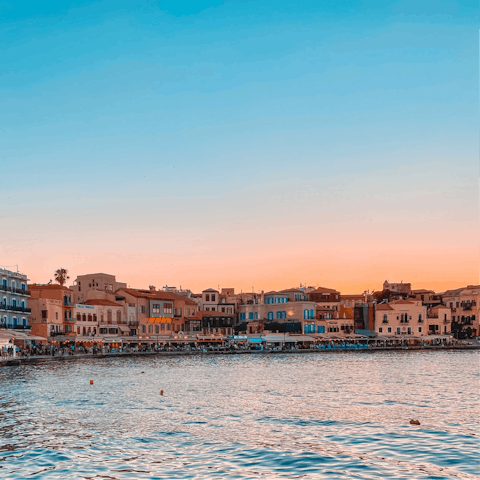 Head to Chania Harbour for the evening, just an eight-kilometre drive away
