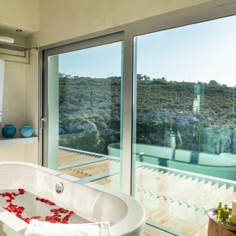 Sneak away for a luxurious pre-dinner soak, there's room for two