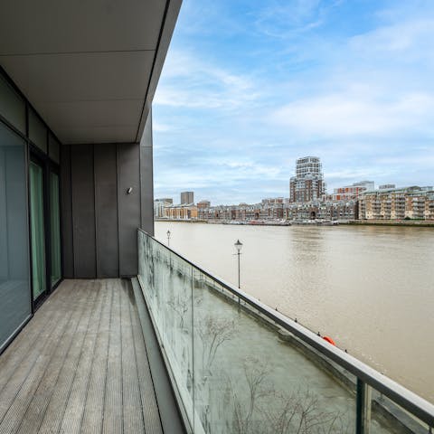 Sip your morning coffee on the balcony and admire the river view