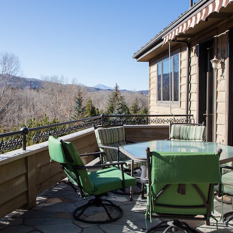 Relax on the terrace overlooking the mountains