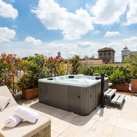 Grab a glass of fine Italian wine and soothe aching muscles in the hot tub after a day of exploring
