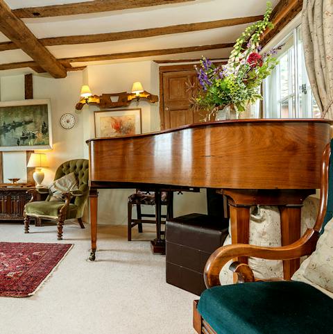 A gorgeous grand piano in the living room