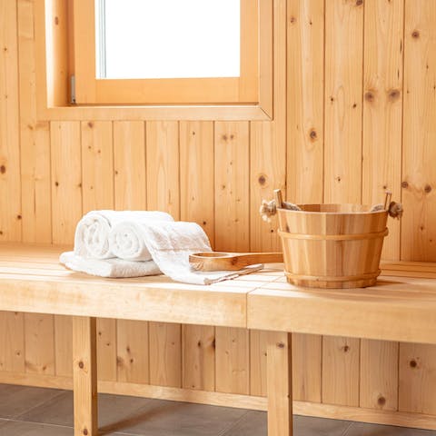 Unwind with a soothing session in the private sauna
