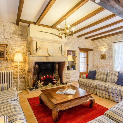 Cosy up in the living room and soak up the rustic charm