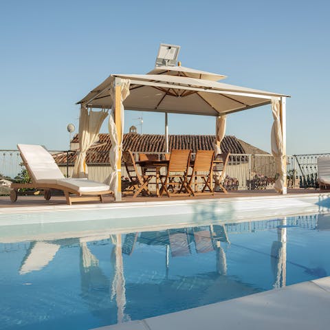 Start your day with a plunge in the private pool