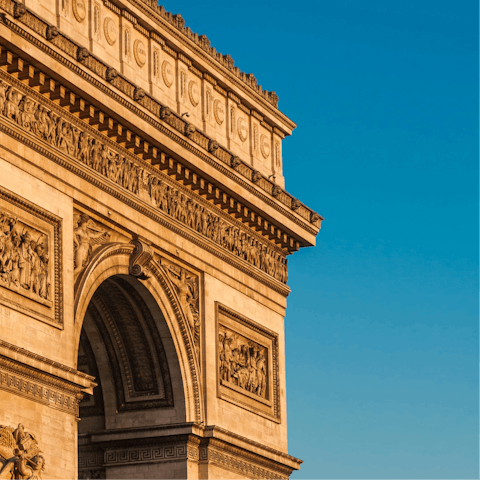 Begin your stay at the Arc de Triomphe – a short stroll away