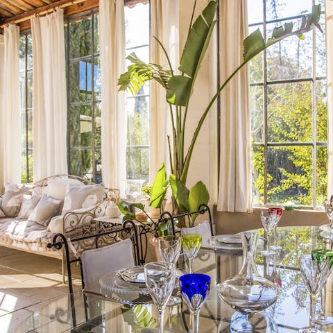 The gorgeous sun-drenched orangery
