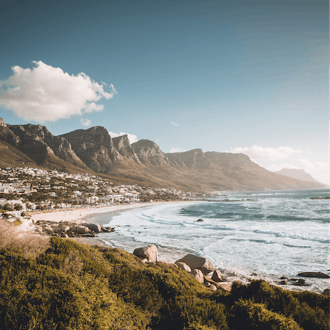 Spend your days at beautiful Camps Bay Beach – it's a three-minute drive away