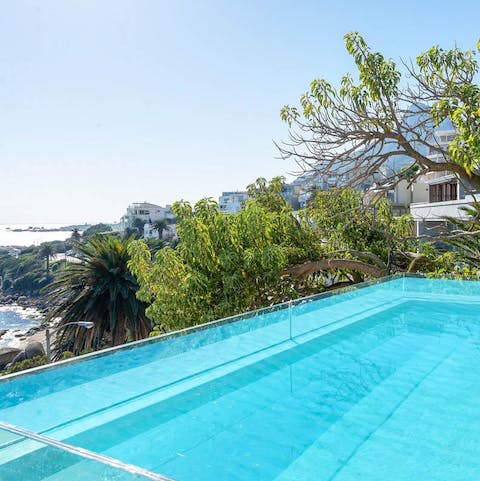 Cool off in your private swimming pool and admire the sea views