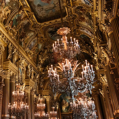 Soak up the sumptuous architecture of Palais Garnier, a short walk from home