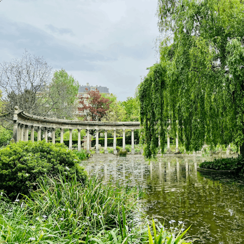Find a serene spot to enjoy nature in nearby Parc Monceau