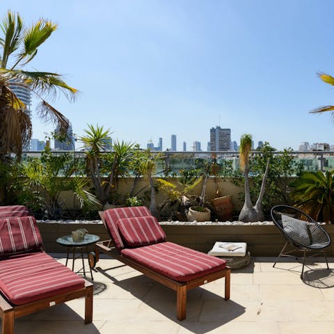 Soak up the sun lounging on one of the two private terraces